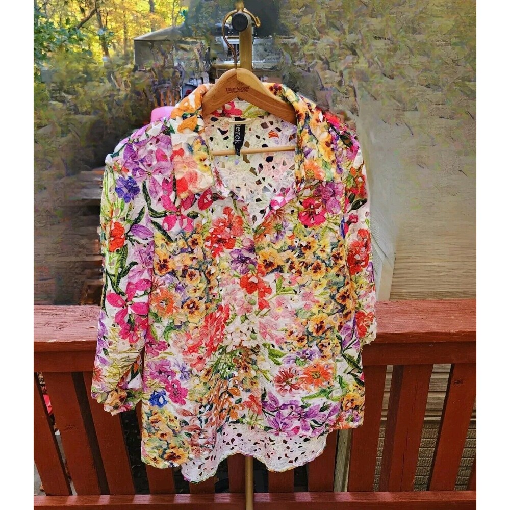 Women's Berek Garden Floral Lace Jacket Tunic Top Coverup, Size‎ XL - Picture 4 of 14
